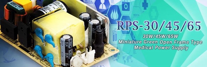 RPS-30/45/65 Series (30W/45W/65W Miniature Green Open Frame Type Medical Power Supply)